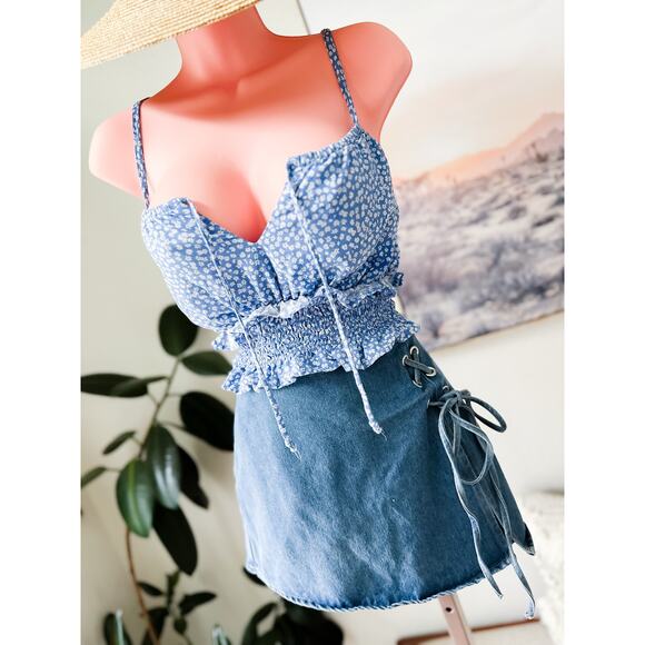 Barefoot in the Garden Fair Maiden cottagecore cropped smocked cami top - Picture 1 of 5